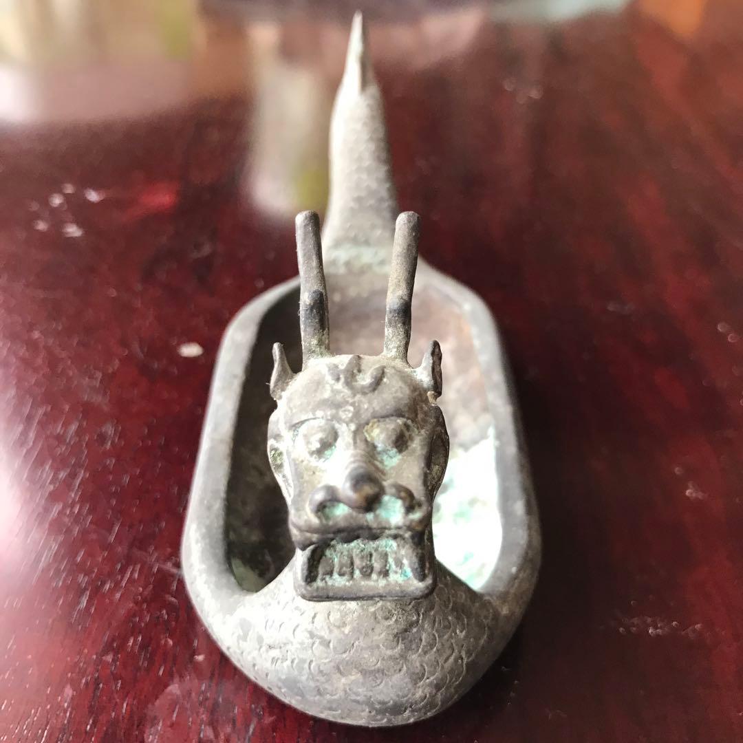 ⚠️注意‼️発送が特定の月末限定品 お早めに配送込　古銅青緑　龍の文鎮　古美術　蔵出