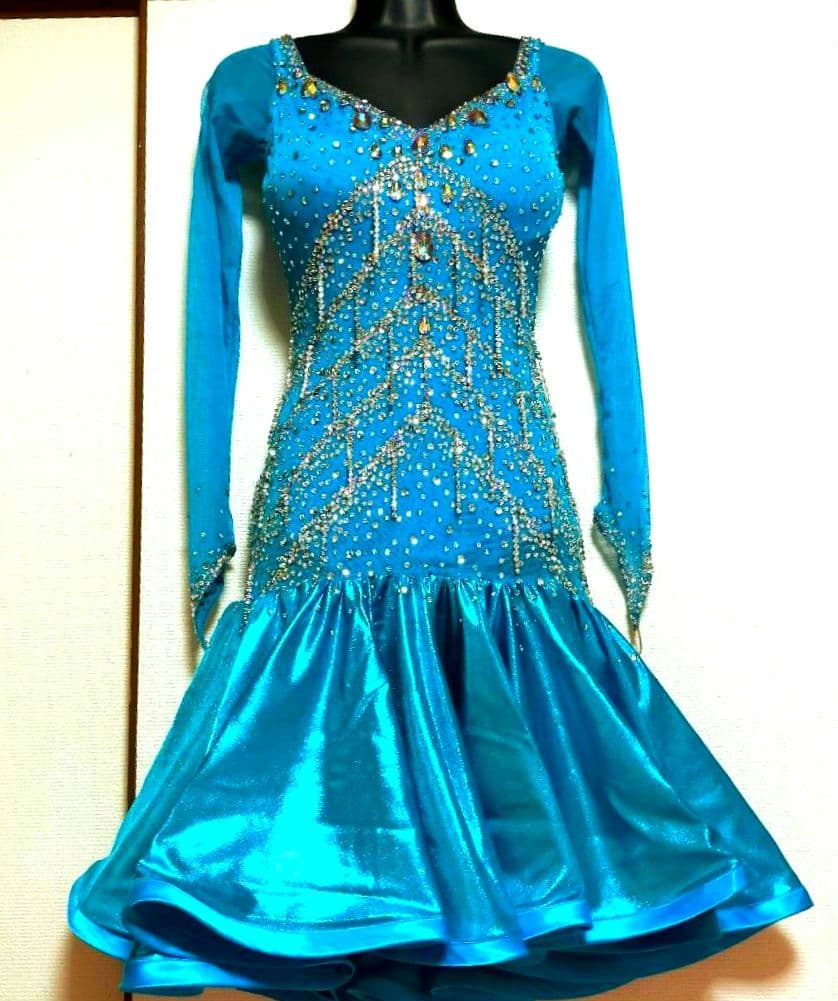 社交ダンス♡ジャンティ　ラテンドレス　ターコイズブルー　競技　デモ