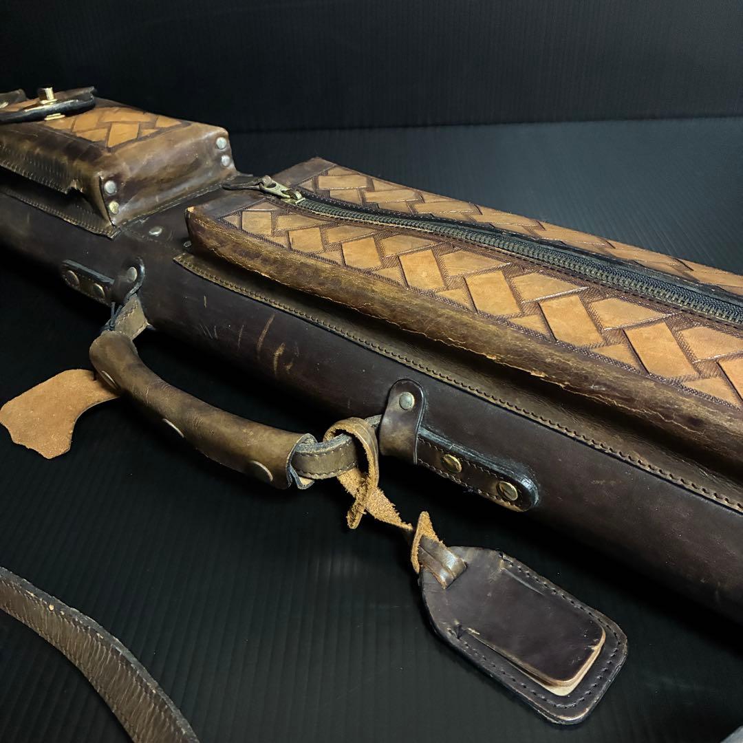 本革 ビリヤード キューケース 2B4S ヴィンテージ 重厚 約2.2kg