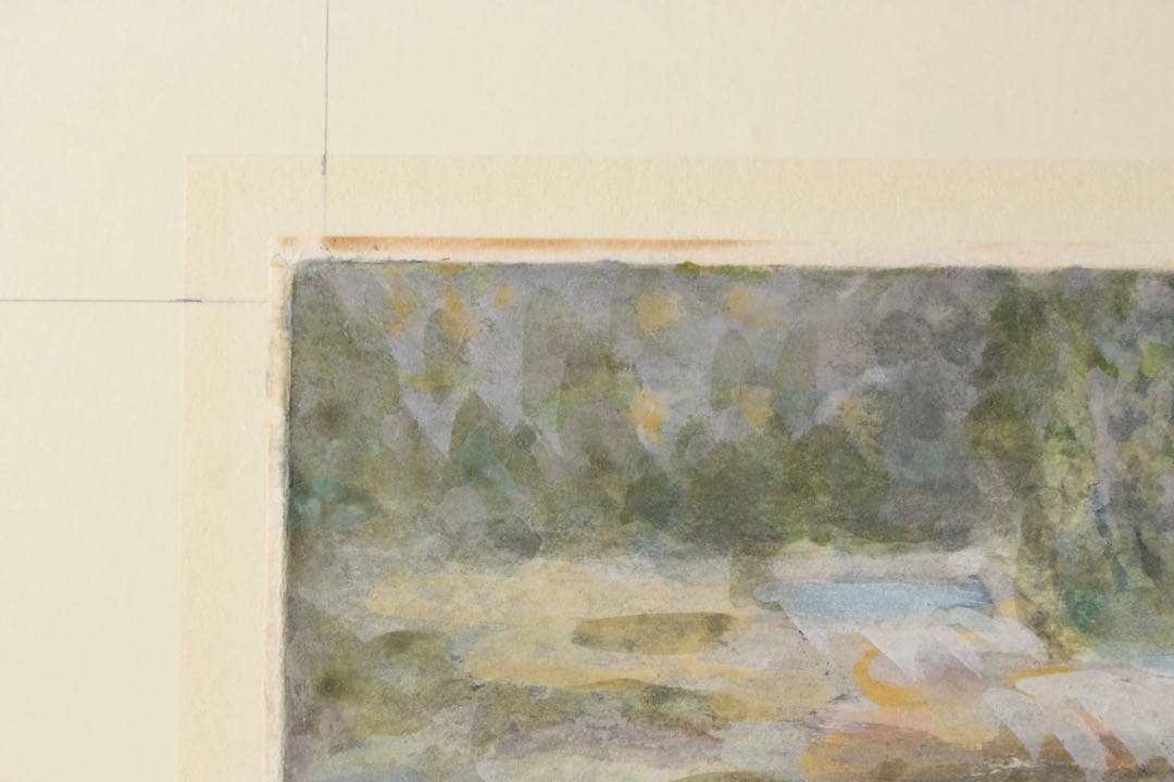 No5541 額装　井澤正子「曽木瀑声」　日本画　F10号　箱/黄袋付　送料無料