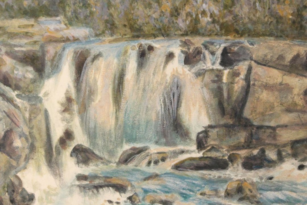 No5541 額装　井澤正子「曽木瀑声」　日本画　F10号　箱/黄袋付　送料無料