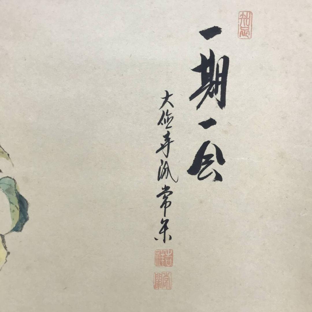 真作/大徳寺派/辻常閑/廣尚画/三宝柑/一期一会/掛軸/名家伝来/AK-693