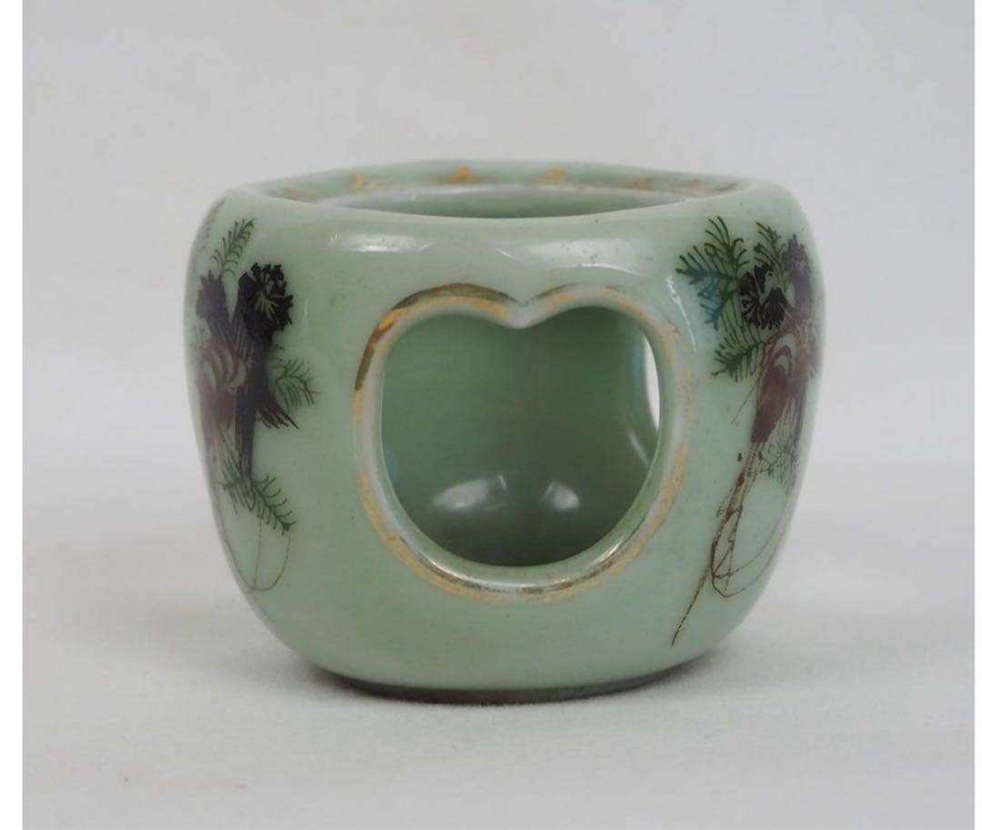 送料無料　明治時代　伊勢海老文青磁蓋置　検/楽山紫砂九谷備前萩焼常滑宝生伊万里骨