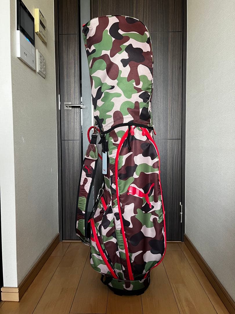 良品PUMA プーマ キャディバッグ 人気の迷彩 カモフラ柄 ゴルフバック　軽量