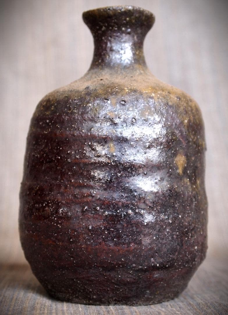 希少作★小山日出男★黒備前《窯変》徳利★黄胡麻