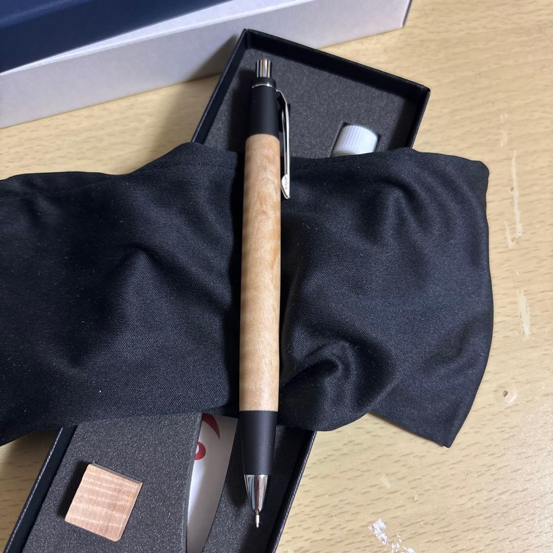 新品　野原工芸 栃縮杢 新型シャーペン0.5mm シルバー(SANZOクリップ)