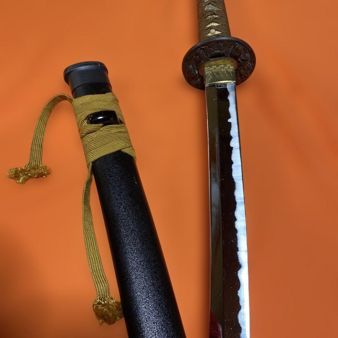 格安上質模造刀 茶柄 雲龍楕円鍔 黒梨地鞘