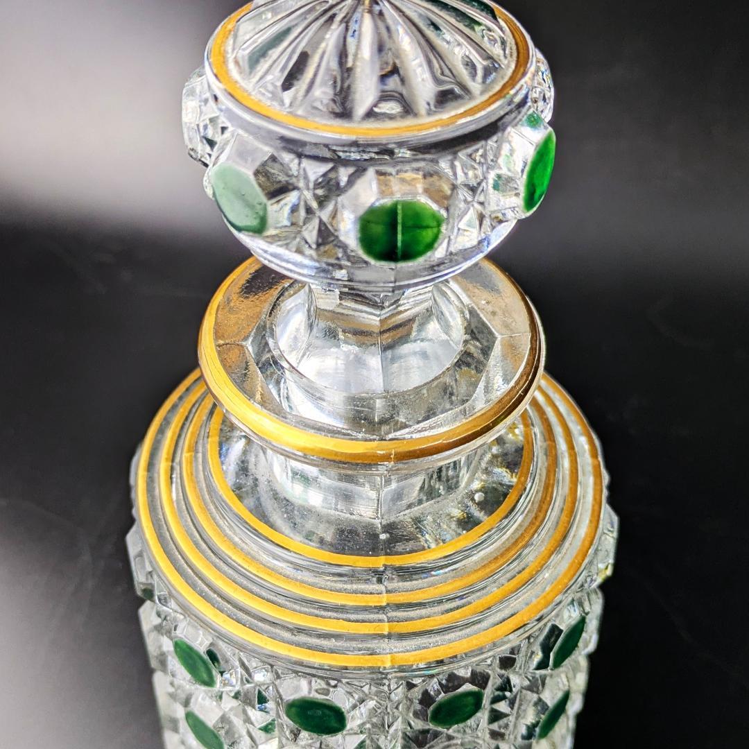 オールドバカラ ディアマン 18㎝ 大型香水瓶 グリーン＆金彩 BACCARAT