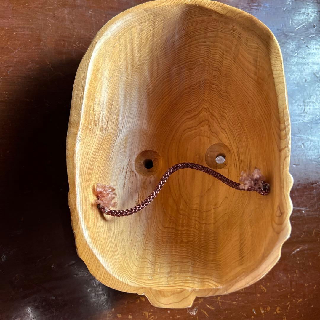 木製 お面 ひょっとこ　木彫り