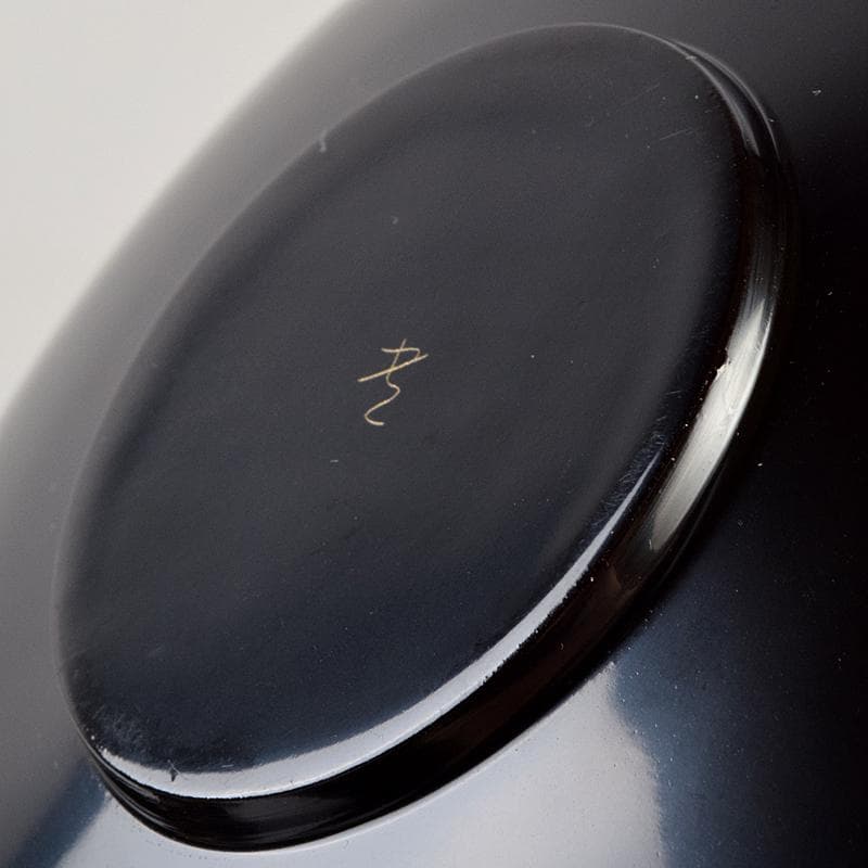 茶道具　輪島塗　三谷吾一作　花草沈金　楕円茶托　五客　共箱　M　R9469