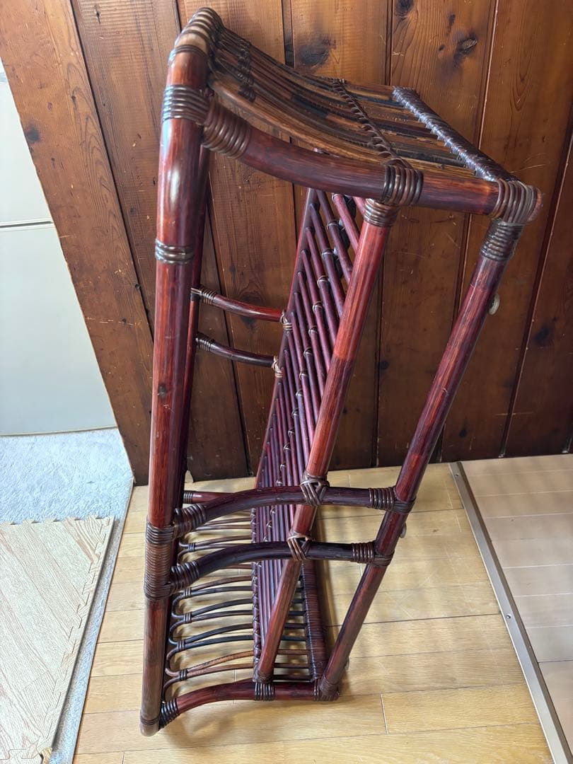 ꧁籐家具꧂アジアン ラタンテーブル ガラス天板座卓 センターテーブル 古家具