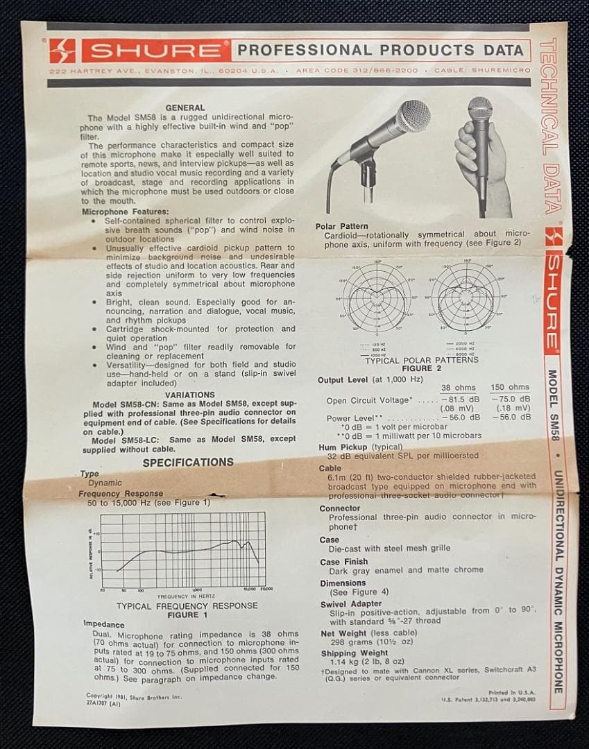 【Vintage】SHURE SM58 USA製 ポルシェロゴ（ケース付き）
