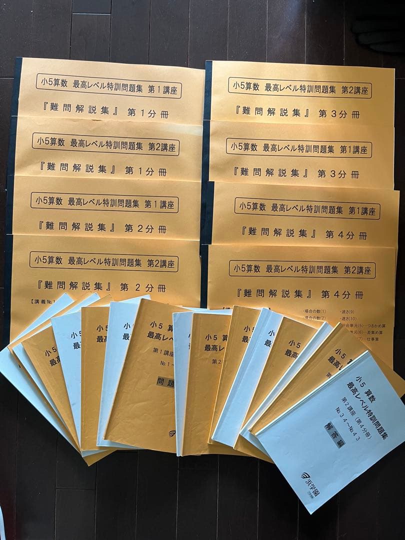 【フルセット】浜学園 小５ 最高レベル特訓 算数 難問解説集　テスト類　一式