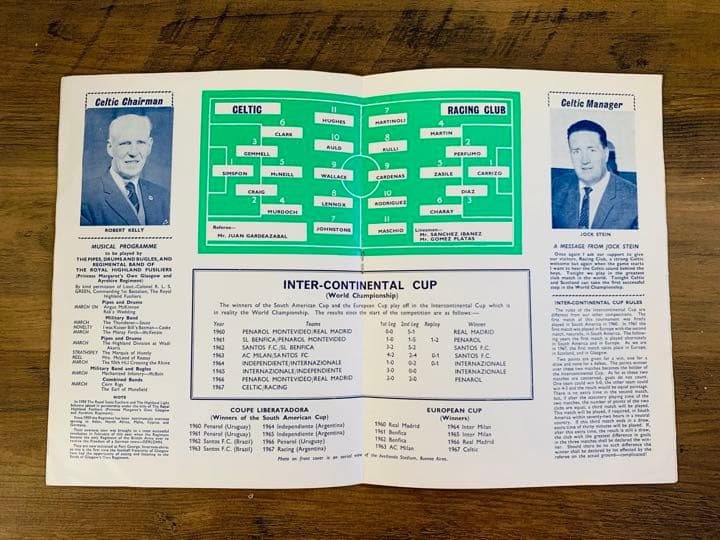 1967 インターコンチネンタルカップ セルティックvsラシン プログラム