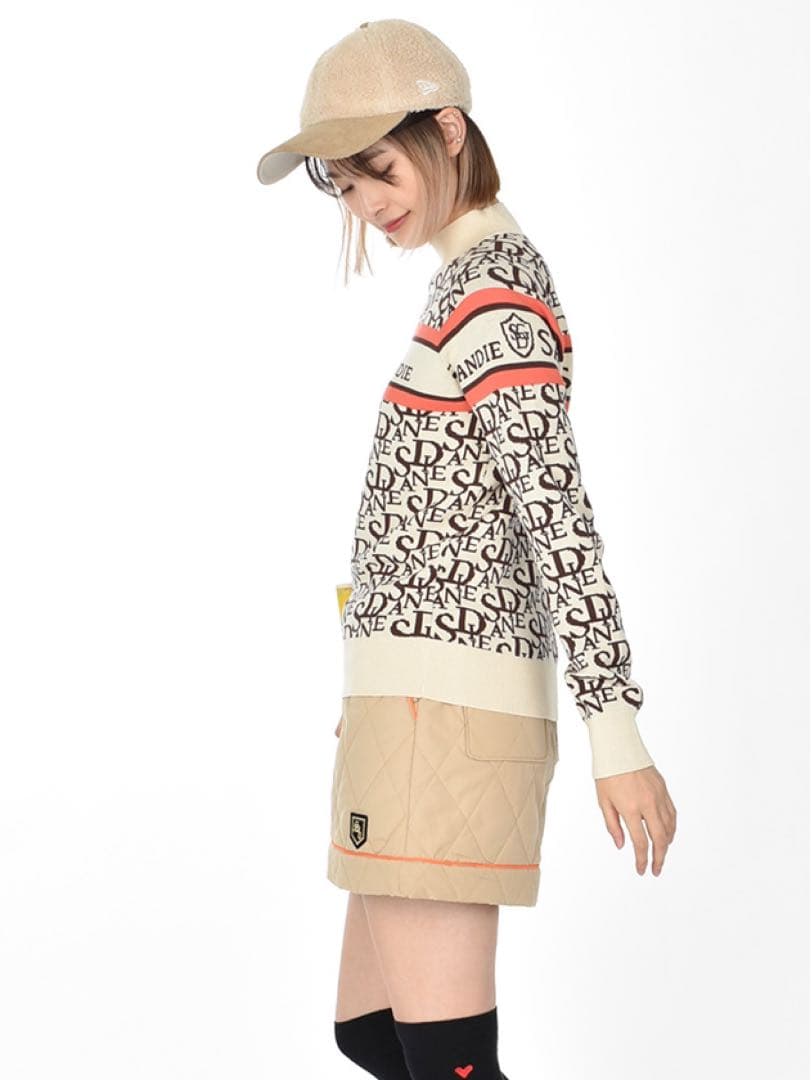 Sandie セットアップ　ロゴジャガードモックネックニット　ショートパンツ