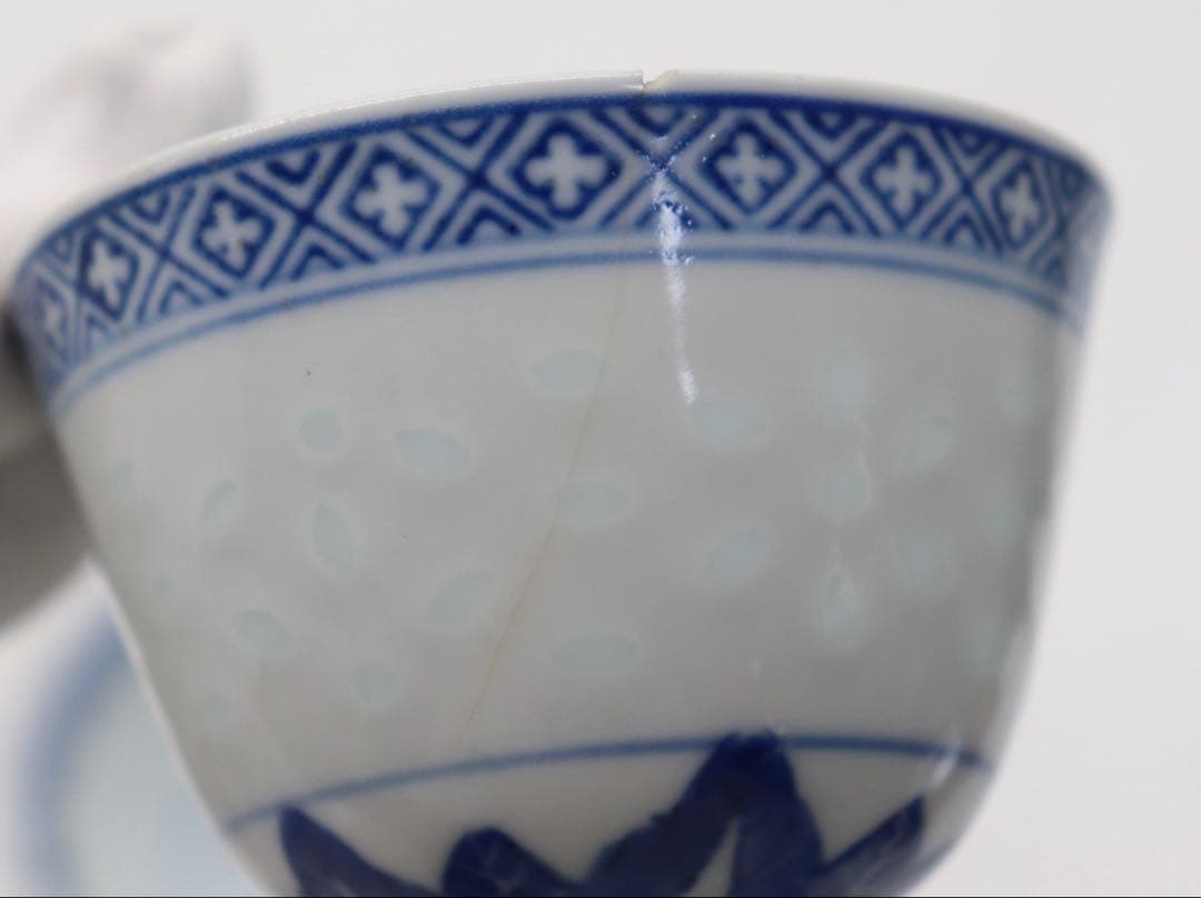 中国　清時代　玲瓏茶器　康熙年製&玩玉　湯呑み6点　中国茶器　送料込み0821