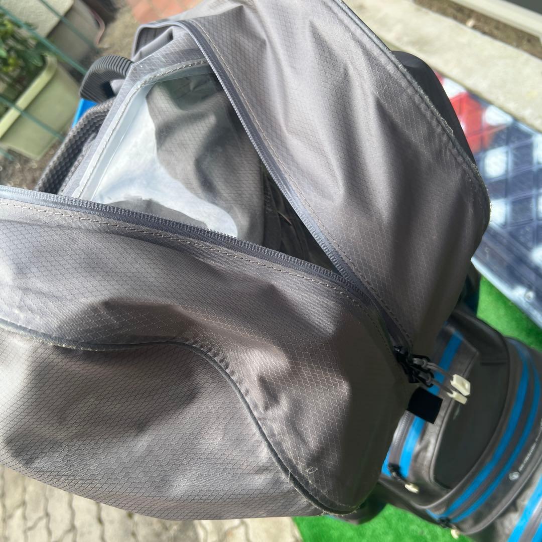 多機能ポケット付きゴルフバッグ グレー/青