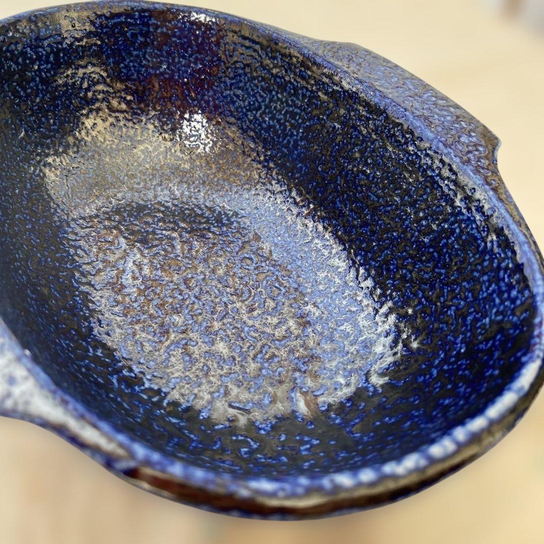 民藝　岩井窯　山本教行さん　塩秞　耳付楕円鉢　大サイズ