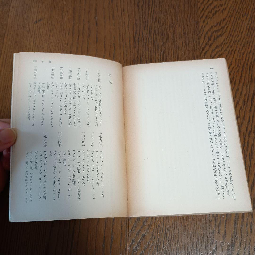 初版　バイロン伝　アンドレ・モロア著　大野俊一訳　角川文庫　昭和43年4月20日