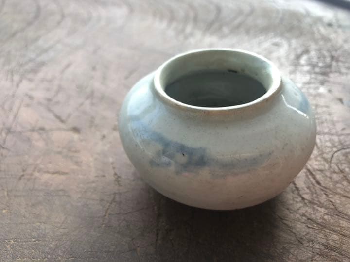 李朝　白磁　染付け　水盂　韓国