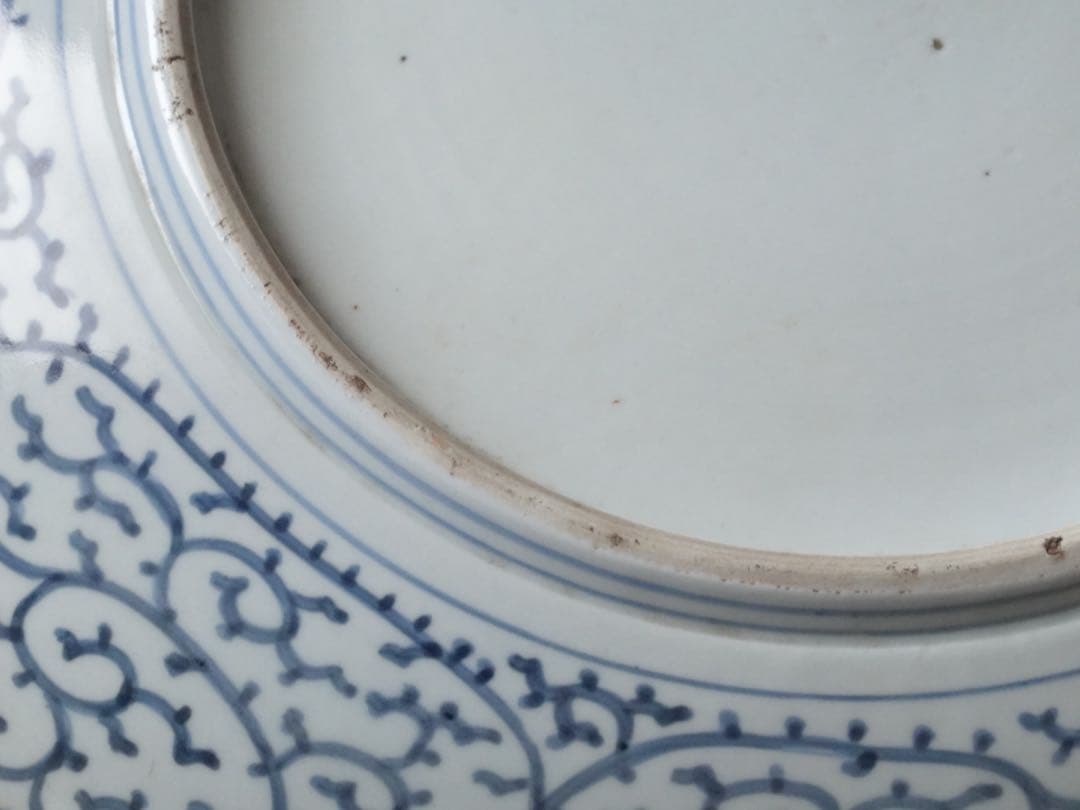 江戸時代　後期　古伊万里　微塵唐草　松竹梅文　大皿　飾皿　額皿　陶額　尺三寸