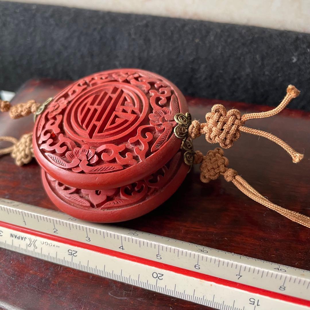 堆朱　漆　風鎮　朱　中国　アンティーク　掛軸　飾り　古玩　古美術　China 赤