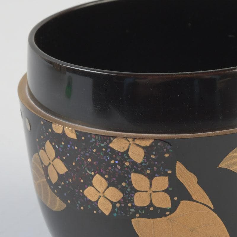 茶道具　加賀蒔絵師　竹内幸斎作　螺鈿装飾　紫陽花蒔絵　大棗　共箱　V　9879