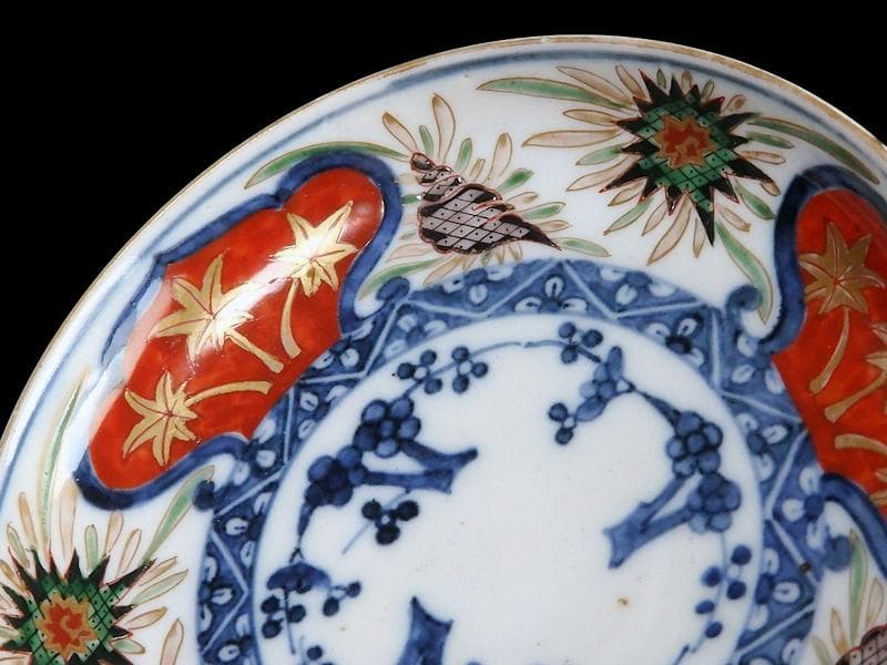 古伊万里　色絵　窓絵　貝の図　４寸皿　５枚　A137AS-CYs