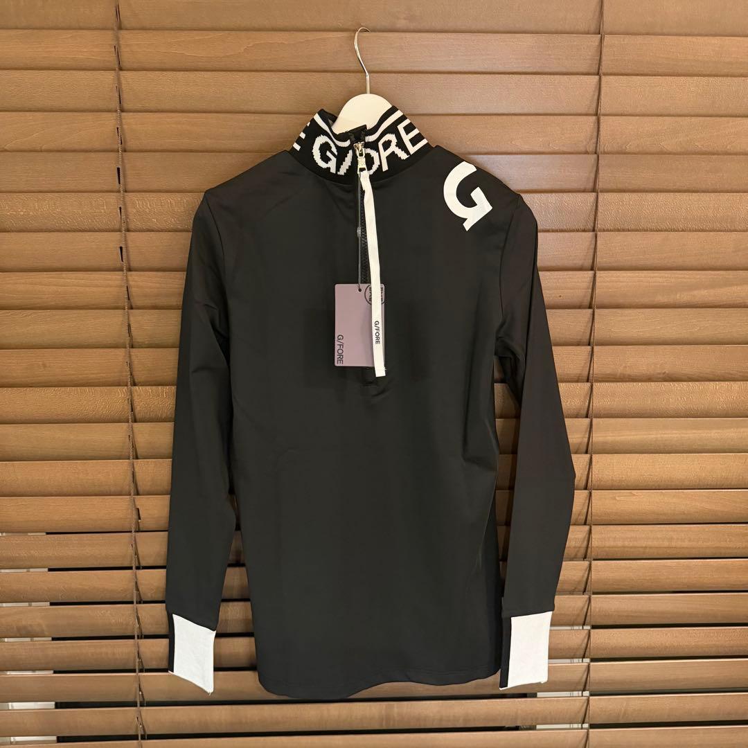 【M】G/FORE ジーフォア ゴルフ カットソー モックネック長袖Tシャツ 黒