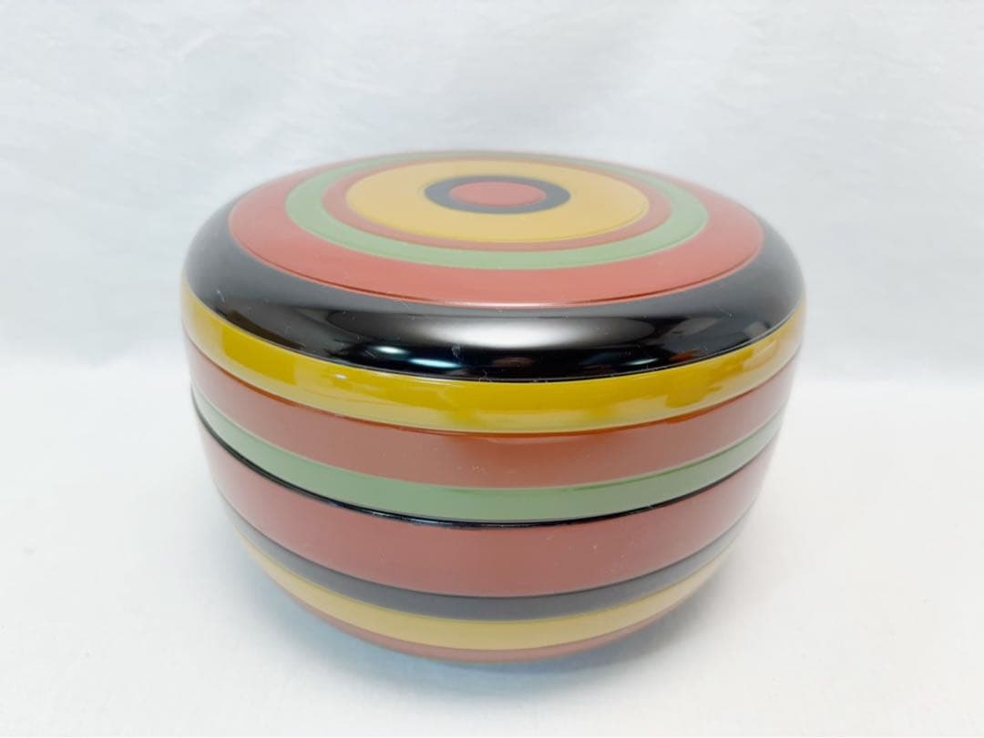 未使用 茶道具 輔聖作 木製 独楽食籠 兼中斎好 花押付 内黒 元箱