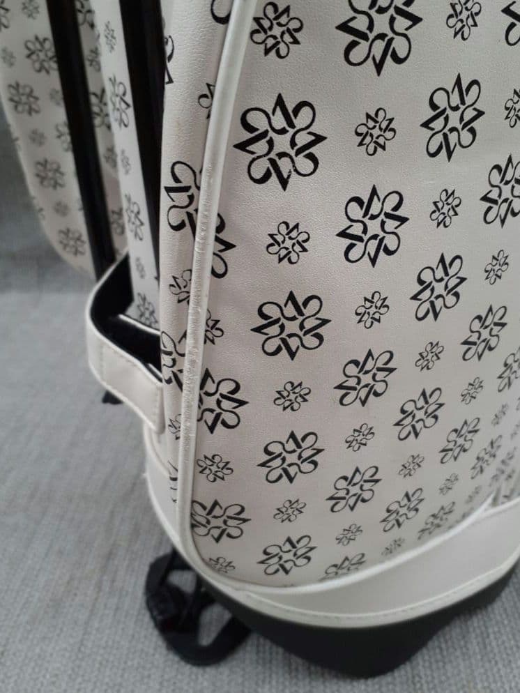 St. ANDREWS ロゴ デザイン スタンド式 キャディバッグ 白 黒