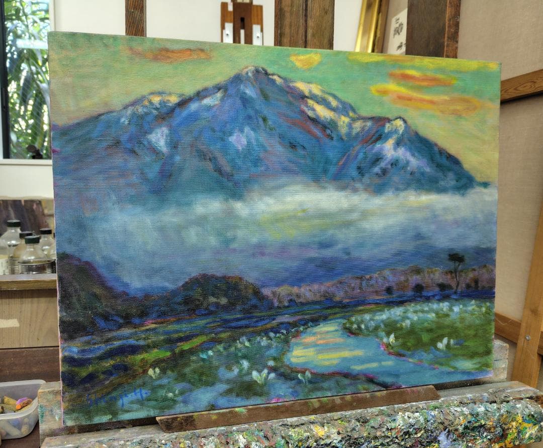 P15「尾瀬ヶ原（朝）」1992 油絵 油彩画 絵画 アート 風景画 至仏山