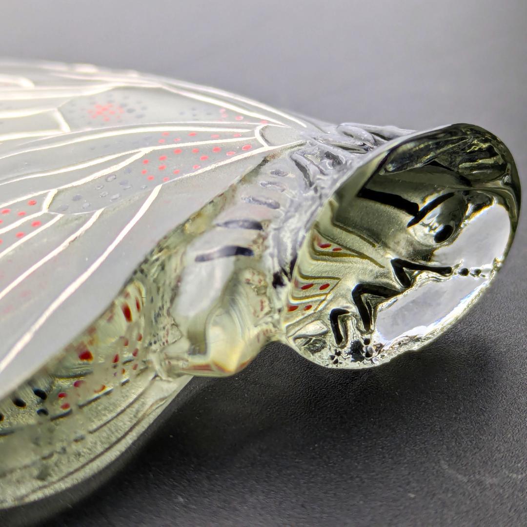 掌の美術 ラリック グレーイッシュ パピヨン蝶 オブジェ 精緻 洗練エナメル彩