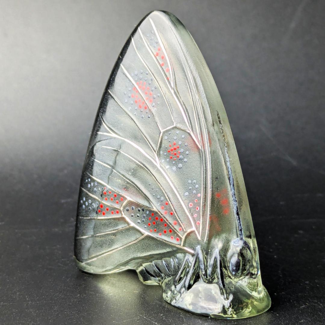 掌の美術 ラリック グレーイッシュ パピヨン蝶 オブジェ 精緻 洗練エナメル彩