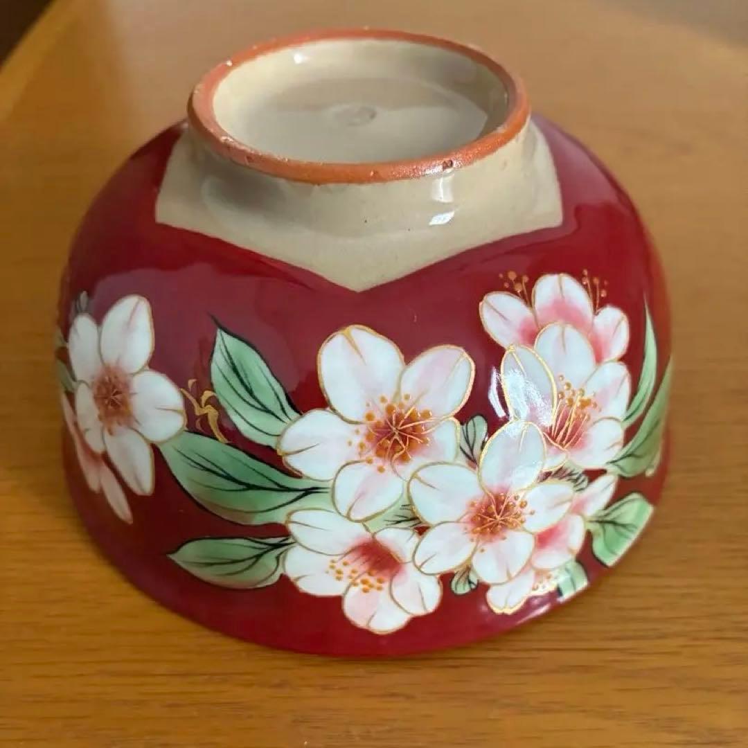 陶あん　赤色抹茶茶碗　飯碗