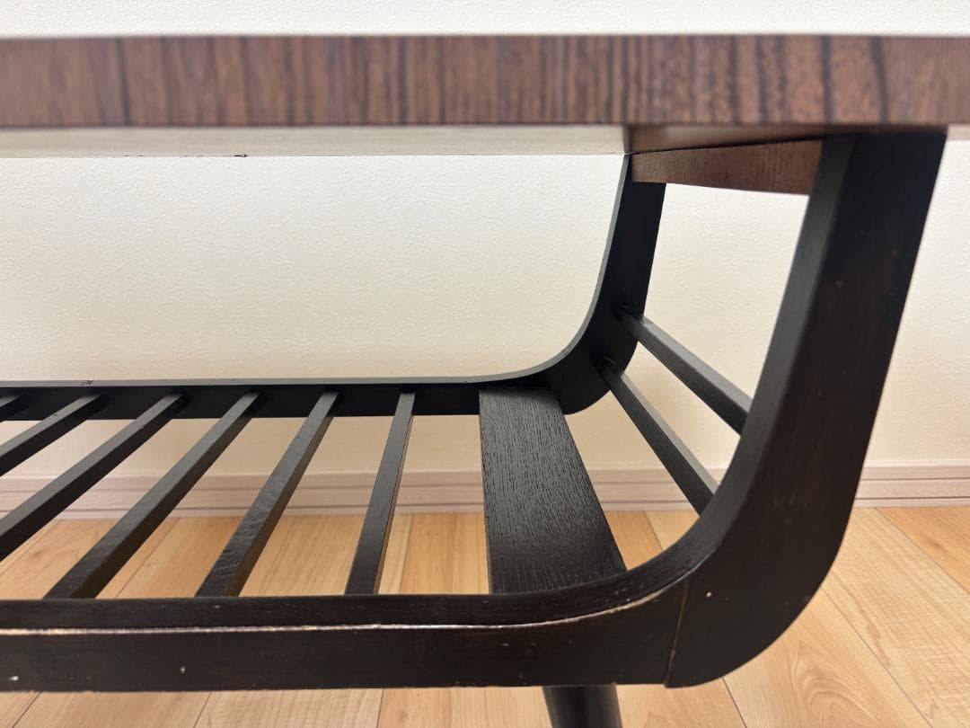 昭和レトロ ミッドセンチュリ　テーブル センターテーブル　木製 棚付き 希少