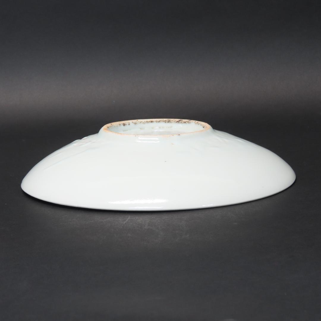 352【初期伊万里写 染付白鷺矢筈文 七寸皿】　検)加藤静允 / 古伊万里