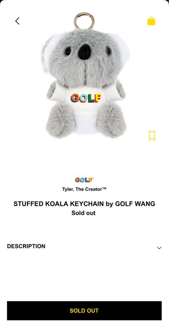 完売品 STUFFED KOALA KEYCHAIN by GOLF WANG