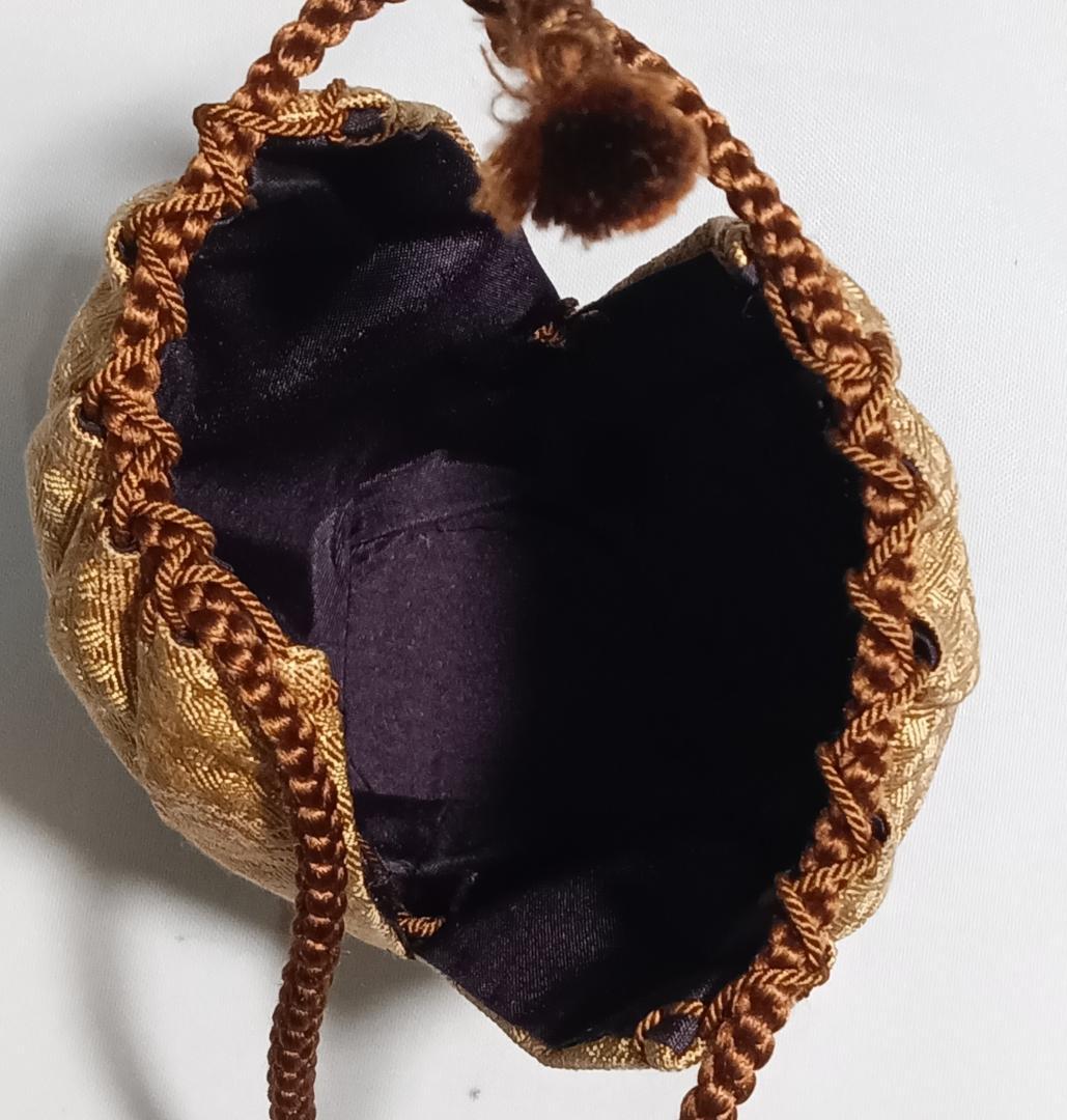 茶道具　京都清水焼　平安喜山作　肩衝茶入丸龍紋金襴仕覆付　殆ど未使用超美品！！