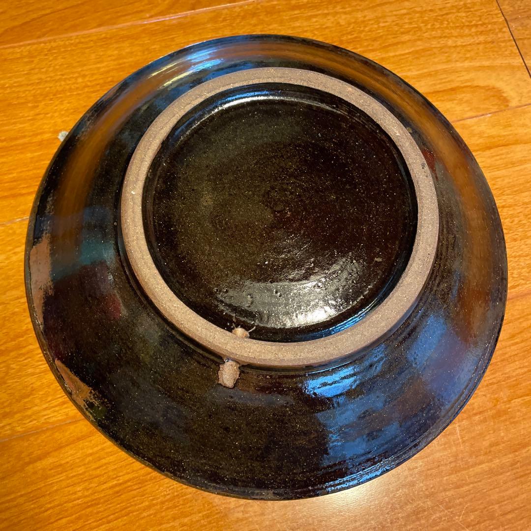 沖縄　やちむん　　7.5寸皿　 赤絵　飾り皿　壺屋焼