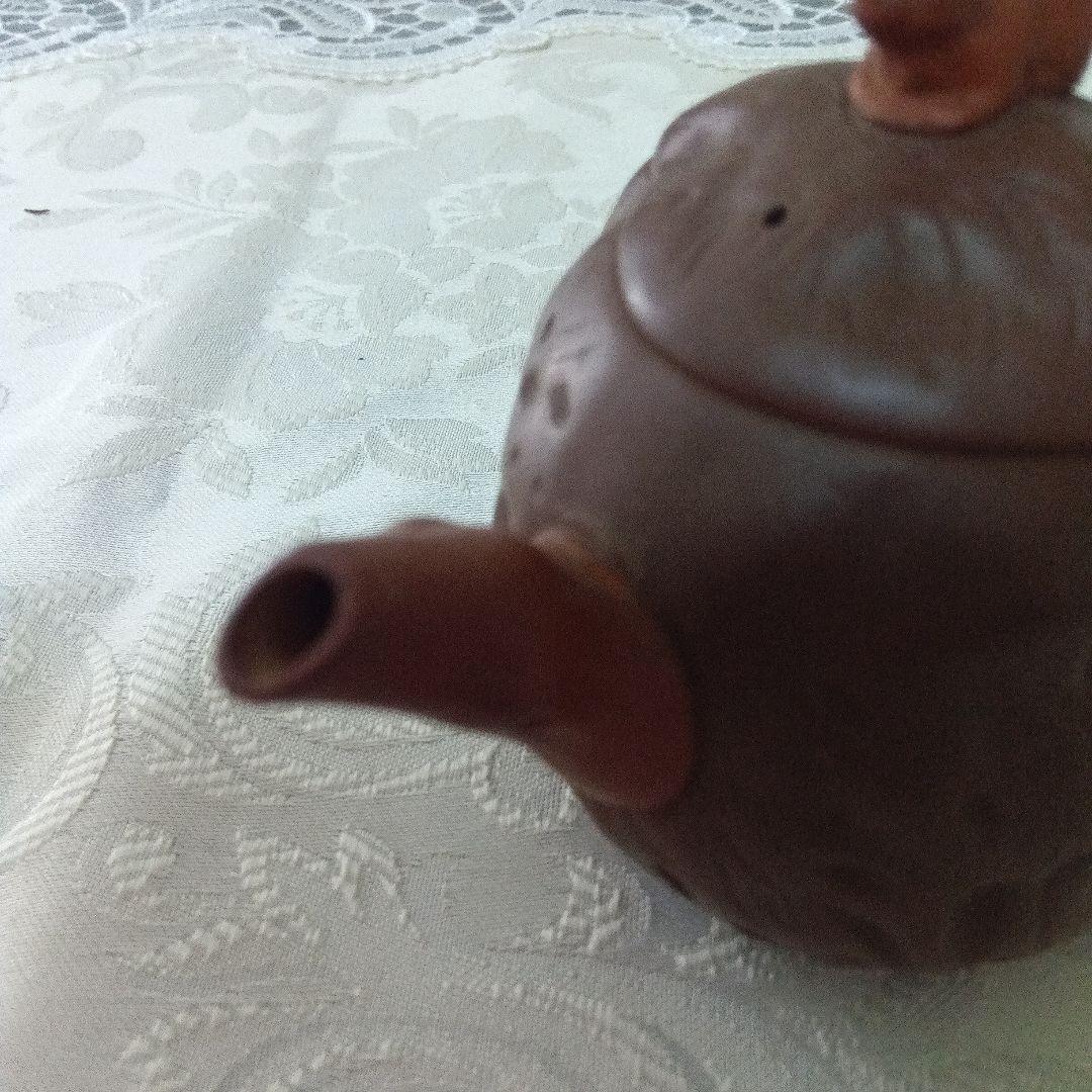 中国宜興　紫砂　急須 茶壺　在銘　煎茶道　リスのモチーフ