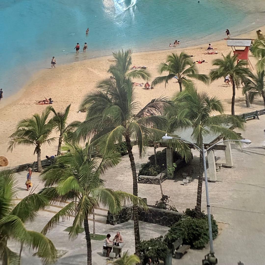 超レア70sオリジナルビンテージHawaiiハワイワイキキビーチフォトポスター