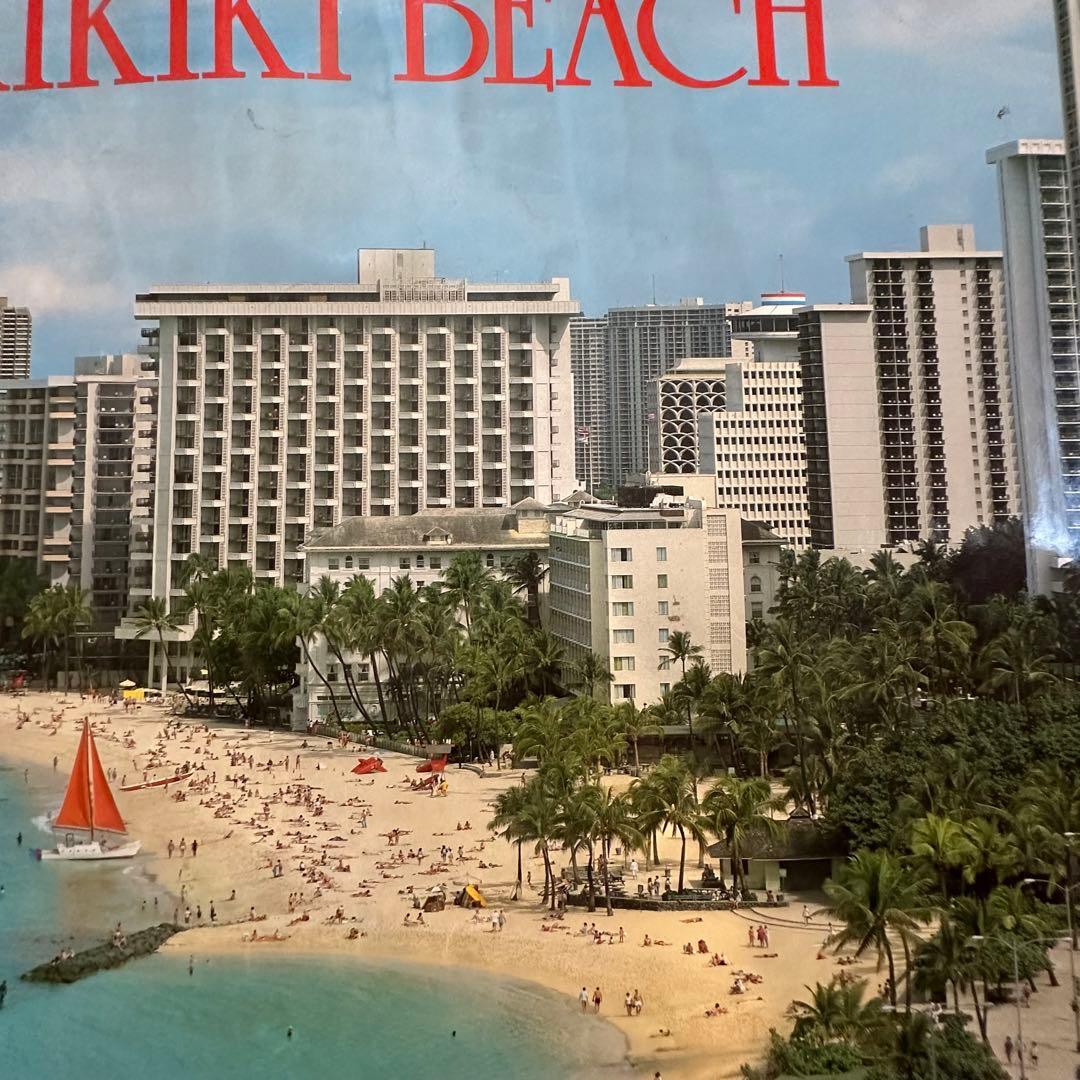 超レア70sオリジナルビンテージHawaiiハワイワイキキビーチフォトポスター