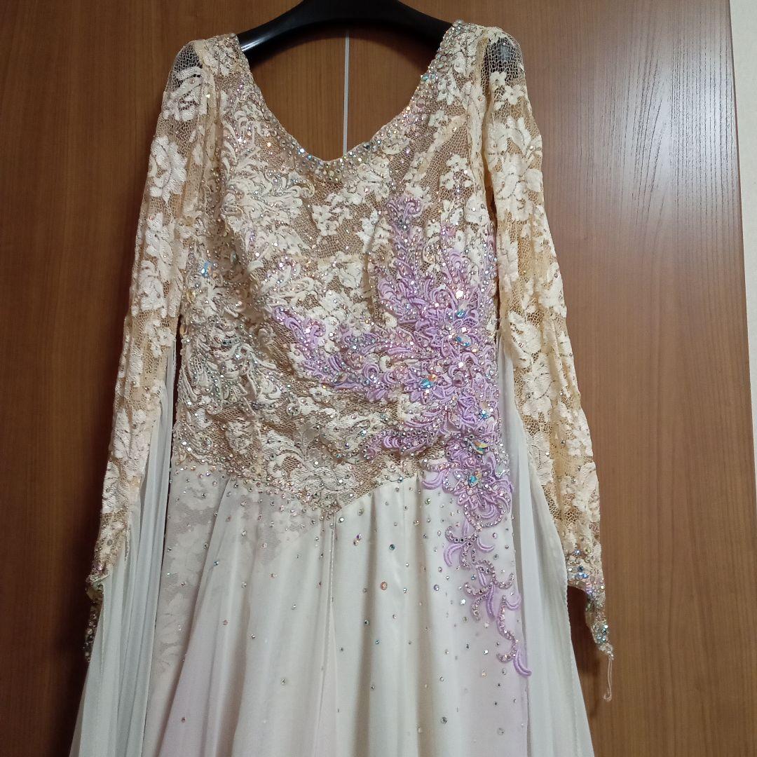 お値下げ　社交ダンスドレス グラデーション淡いピンク　アトリエヒロコ　L〜LL