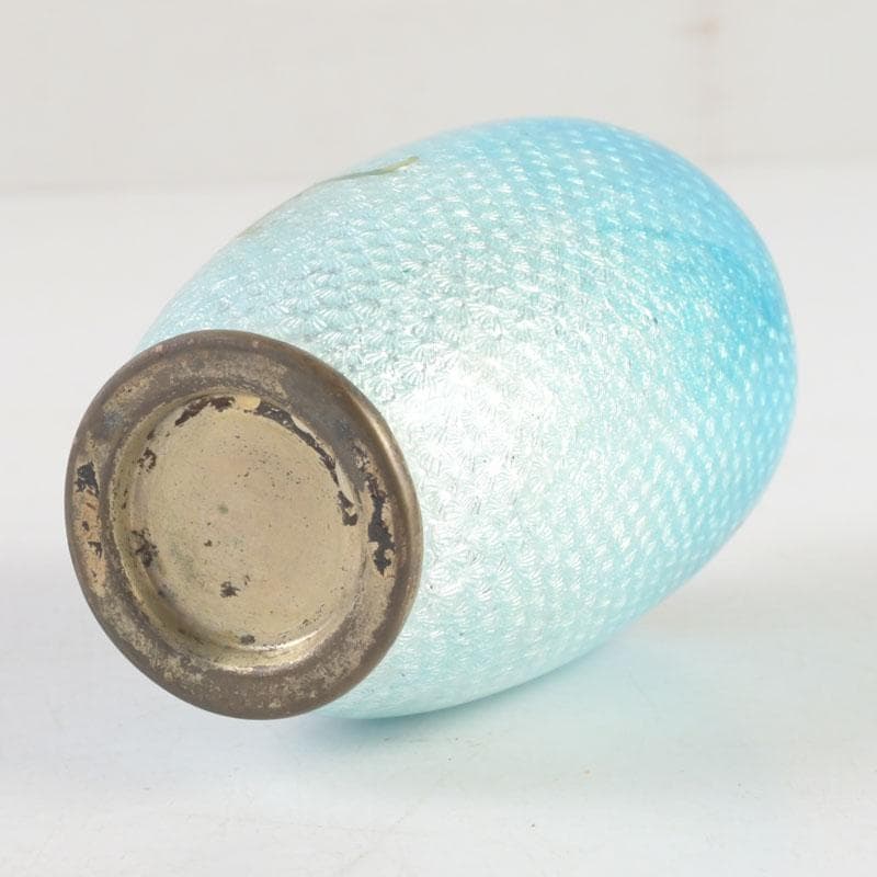 中国　古七宝琺瑯彩　龍文瓶　唐木台　時代箱付　V　9724