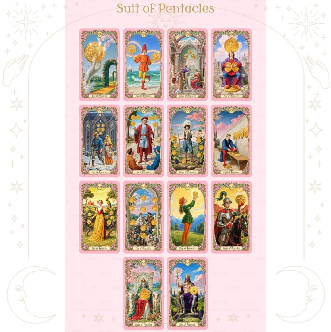 【正規品タロットカード】上品なピンク縁✨優雅で幻想的✨ロマンチックな愛のデッキ