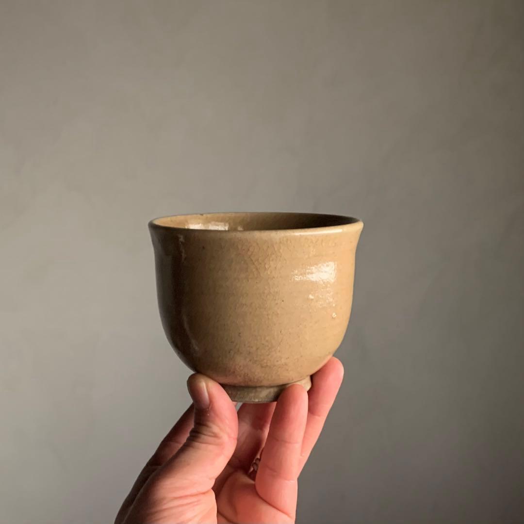 灰釉 筒茶碗 茶道具 古道具 アンティーク 茶碗