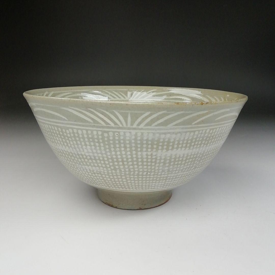 Ｔ４３４　茶碗　『三島手刷毛目　茶碗』『黃仁哲 作』　共箱　抹茶碗　茶道具