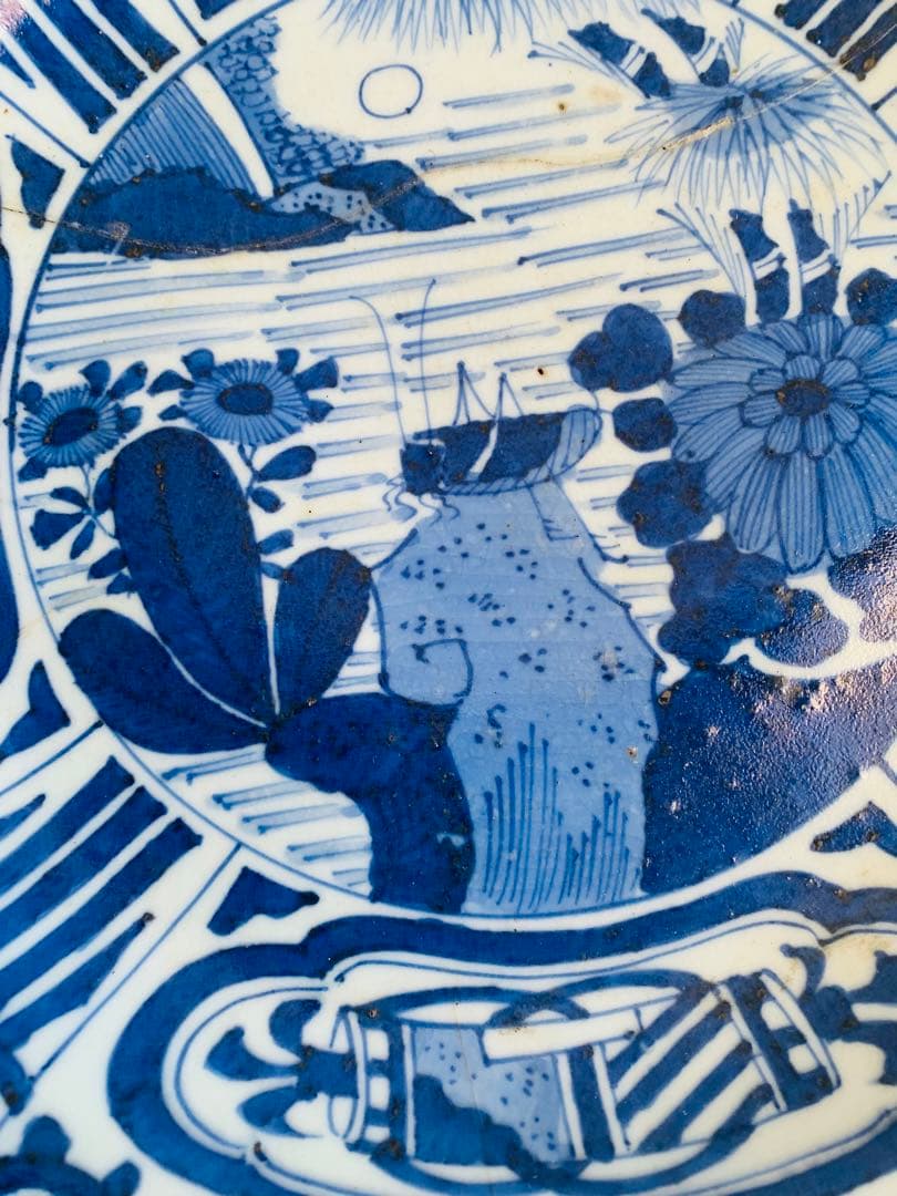 中国明時代末期染付(青花)大皿