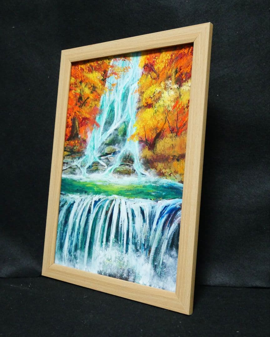 油絵 絵画 【紅葉の滝】